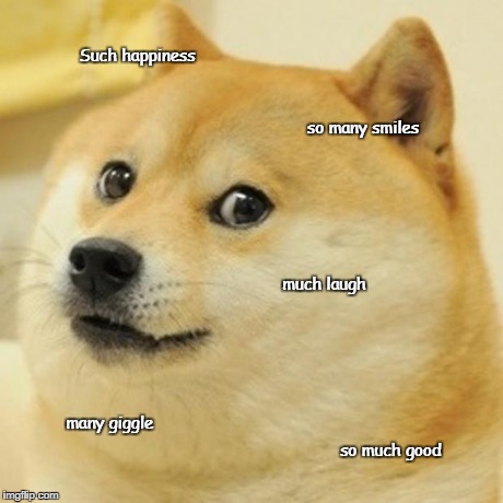 Doge Meme | Such happiness so many smiles much laugh many giggle so much good | image tagged in memes,doge | made w/ Imgflip meme maker