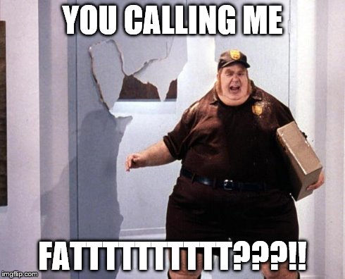 fat delivery man | YOU CALLING ME FATTTTTTTTTT???!! | image tagged in fat delivery man | made w/ Imgflip meme maker