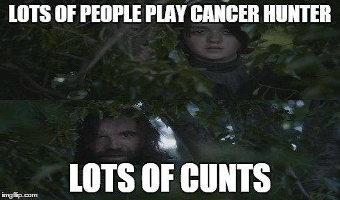 Lots of ... | LOTS OF PEOPLE PLAY CANCER HUNTER LOTS OF C**TS | image tagged in heartstone,game of thrones | made w/ Imgflip meme maker