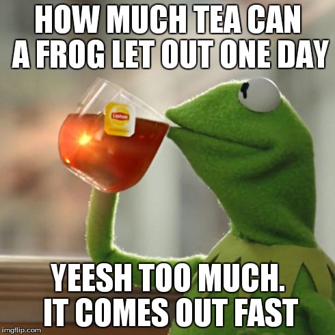 But That's None Of My Business Meme | HOW MUCH TEA CAN A FROG LET OUT ONE DAY YEESH TOO MUCH. IT COMES OUT FAST | image tagged in memes,but thats none of my business,kermit the frog | made w/ Imgflip meme maker