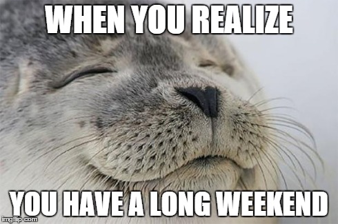 I feel better inside after realizing this | WHEN YOU REALIZE YOU HAVE A LONG WEEKEND | image tagged in memes,satisfied seal | made w/ Imgflip meme maker