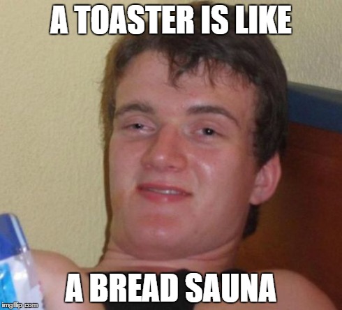 10 Guy | A TOASTER IS LIKE A BREAD SAUNA | image tagged in memes,10 guy | made w/ Imgflip meme maker