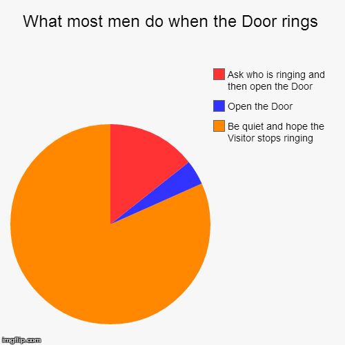 What most men do when the door rings | image tagged in pie charts,what most men do when the door rings,what,most,men,do | made w/ Imgflip chart maker