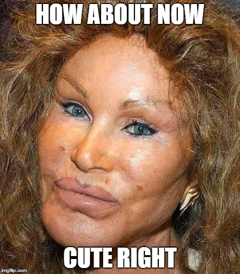 Botox Gone Wrong | HOW ABOUT NOW CUTE RIGHT | image tagged in botox gone wrong | made w/ Imgflip meme maker
