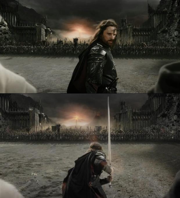 High Quality Aragorn in battle Blank Meme Template