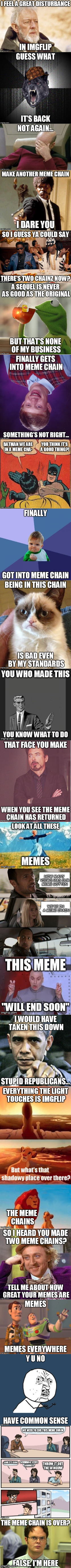 The Meme Chain Returns | image tagged in obi wan kenobi,memes,insanity wolf | made w/ Imgflip meme maker