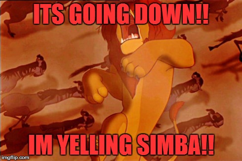 Childhood Ruined Further | ITS GOING DOWN!! IM YELLING SIMBA!! | image tagged in lion king | made w/ Imgflip meme maker