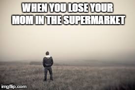 Lost and alone | WHEN YOU LOSE YOUR MOM IN THE SUPERMARKET | image tagged in lost,memes,funny,so true | made w/ Imgflip meme maker