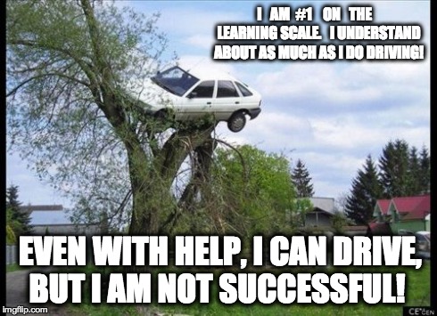 Secure Parking Meme | I   AM  #1    ON   THE   LEARNING SCALE.   I UNDERSTAND ABOUT AS MUCH AS I DO DRIVING! EVEN WITH HELP, I CAN DRIVE, BUT I AM NOT SUCCESSFUL! | image tagged in memes,secure parking | made w/ Imgflip meme maker