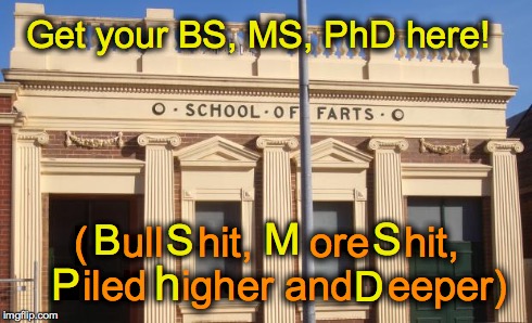 school of farts | Get your BS, MS, PhD here! (   ull   hit,     ore   hit,     iled   igher and   eeper) B    S M      S P h D | image tagged in school of farts | made w/ Imgflip meme maker