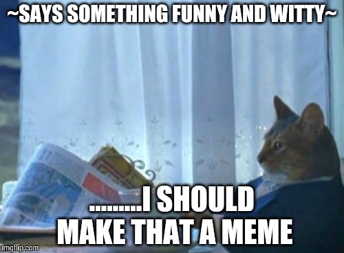 This ever happen to anyone else? | ~SAYS SOMETHING FUNNY AND WITTY~ .........I SHOULD MAKE THAT A MEME | image tagged in memes,i should buy a boat cat | made w/ Imgflip meme maker