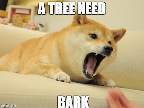 Doge | A TREE NEED BARK | image tagged in dog,tree | made w/ Imgflip meme maker