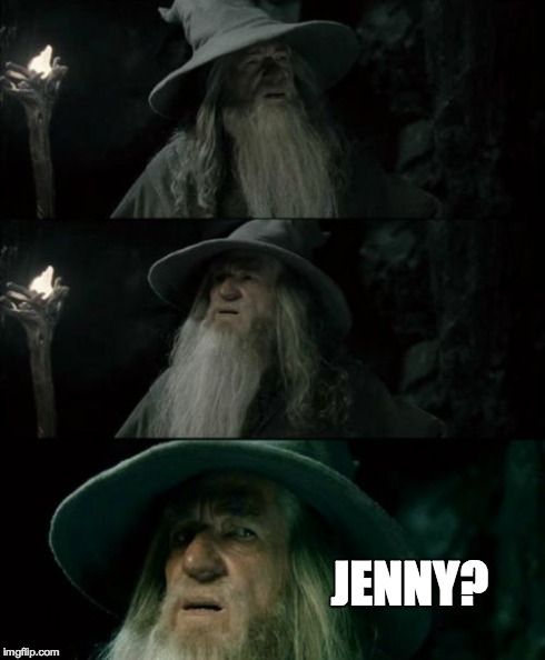 Confused Gandalf | JENNY? | image tagged in memes,confused gandalf | made w/ Imgflip meme maker