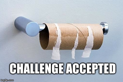 No More Toilet Paper | CHALLENGE ACCEPTED | image tagged in no more toilet paper | made w/ Imgflip meme maker