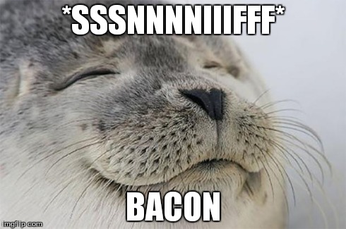 Satisfied Seal | *SSSNNNNIIIFFF* BACON | image tagged in memes,satisfied seal | made w/ Imgflip meme maker