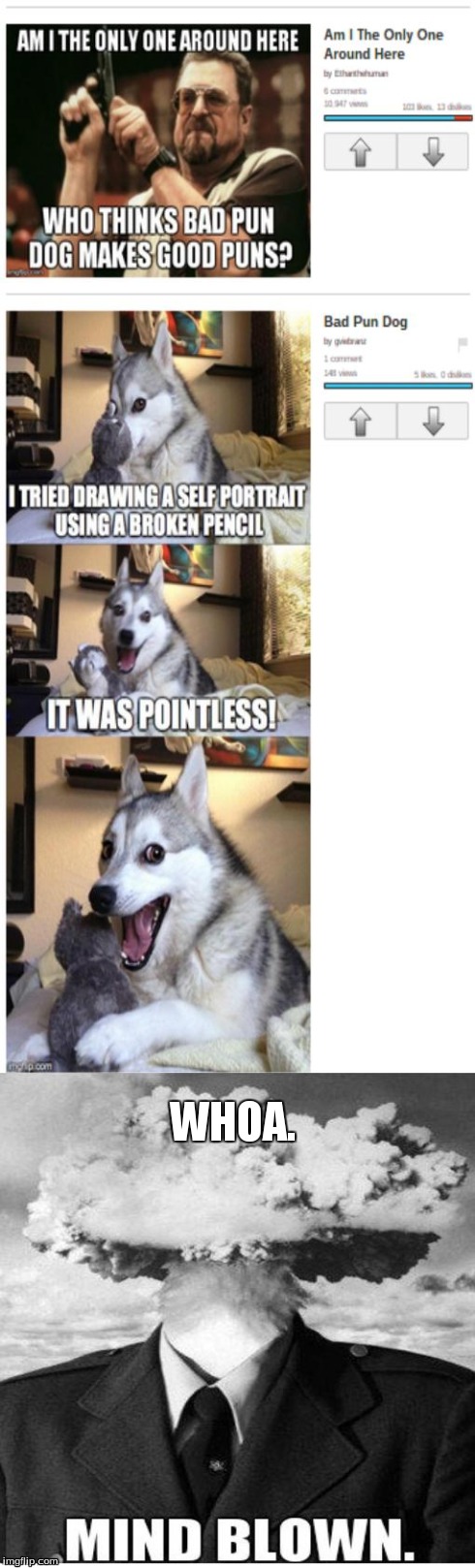 Mind Blown | WHOA. | image tagged in am i the only one around here,bad pun dog,imgflip | made w/ Imgflip meme maker