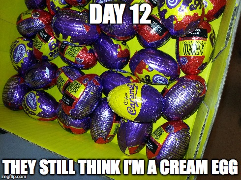 Hidden Egg | DAY 12 THEY STILL THINK I'M A CREAM EGG | image tagged in eggs | made w/ Imgflip meme maker