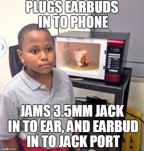 Minor Mistake Marvin | PLUGS EARBUDS IN TO PHONE JAMS 3.5MM JACK IN TO EAR, AND EARBUD IN TO JACK PORT | image tagged in minor mistake marvin | made w/ Imgflip meme maker