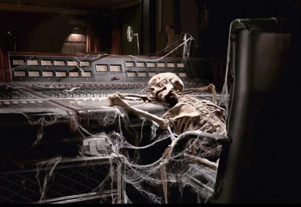 High Quality Skeleton at mixing board  Blank Meme Template