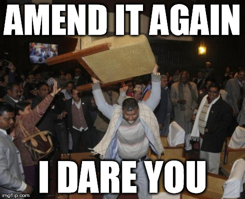 Hulkmandu | AMEND IT AGAIN I DARE YOU | image tagged in hulkmandu | made w/ Imgflip meme maker