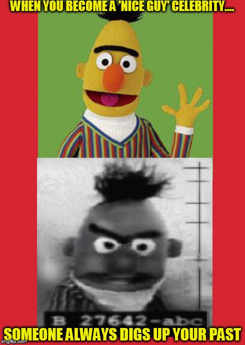 Someone Always Digs up Your Past | WHEN YOU BECOME A 'NICE GUY' CELEBRITY.... SOMEONE ALWAYS DIGS UP YOUR PAST | image tagged in funny memes,sesame street,crime | made w/ Imgflip meme maker