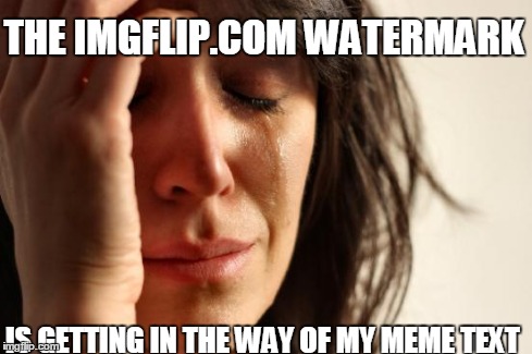 First World Problems | THE IMGFLIP.COM WATERMARK IS GETTING IN THE WAY OF MY MEME TEXT | image tagged in memes,first world problems | made w/ Imgflip meme maker