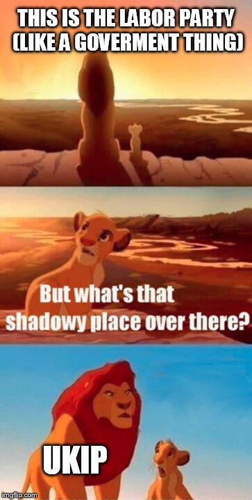 Simba Shadowy Place Meme | THIS IS THE LABOR PARTY (LIKE A GOVERMENT THING) UKIP | image tagged in memes,simba shadowy place | made w/ Imgflip meme maker