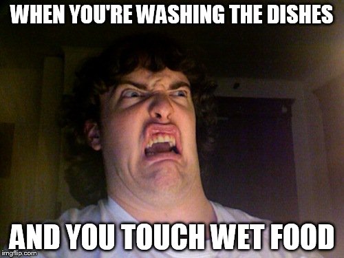 Oh No | WHEN YOU'RE WASHING THE DISHES AND YOU TOUCH WET FOOD | image tagged in memes,oh no | made w/ Imgflip meme maker