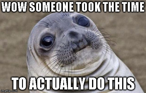 Awkward Moment Sealion Meme | WOW SOMEONE TOOK THE TIME TO ACTUALLY DO THIS | image tagged in memes,awkward moment sealion | made w/ Imgflip meme maker