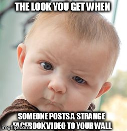 The Look You Get When Someone Posts A Strange Video To Your Wall | THE LOOK YOU GET WHEN SOMEONE POSTS A STRANGE FACEBOOK VIDEO TO YOUR WALL | image tagged in facebook,video,strange | made w/ Imgflip meme maker