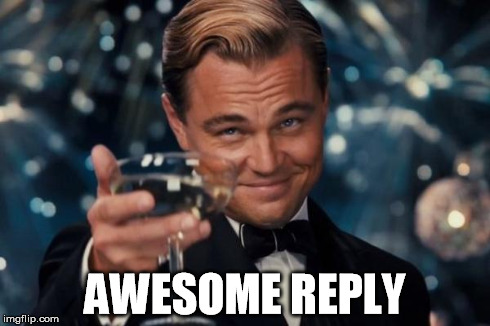 Leonardo Dicaprio Cheers Meme | AWESOME REPLY | image tagged in memes,leonardo dicaprio cheers | made w/ Imgflip meme maker