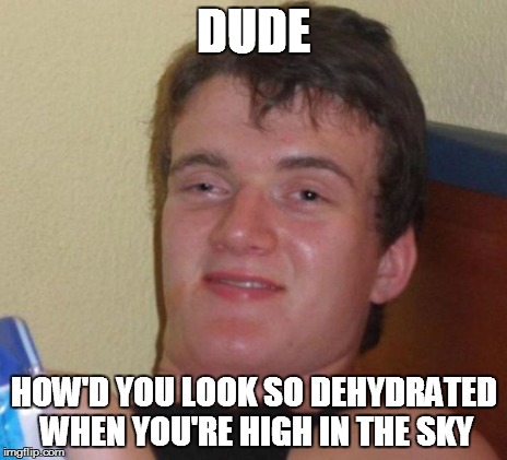 10 Guy Meme | DUDE HOW'D YOU LOOK SO DEHYDRATED WHEN YOU'RE HIGH IN THE SKY | image tagged in memes,10 guy | made w/ Imgflip meme maker