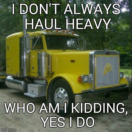 I DON'T ALWAYS HAUL HEAVY WHO AM I KIDDING, YES I DO | image tagged in 379 flat top | made w/ Imgflip meme maker