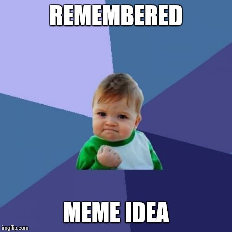 Success Kid Meme | REMEMBERED MEME IDEA | image tagged in memes,success kid | made w/ Imgflip meme maker