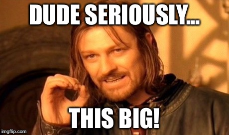 One Does Not Simply | DUDE SERIOUSLY... THIS BIG! | image tagged in memes,one does not simply | made w/ Imgflip meme maker