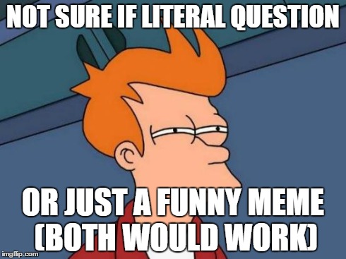 Futurama Fry Meme | NOT SURE IF LITERAL QUESTION OR JUST A FUNNY MEME (BOTH WOULD WORK) | image tagged in memes,futurama fry | made w/ Imgflip meme maker