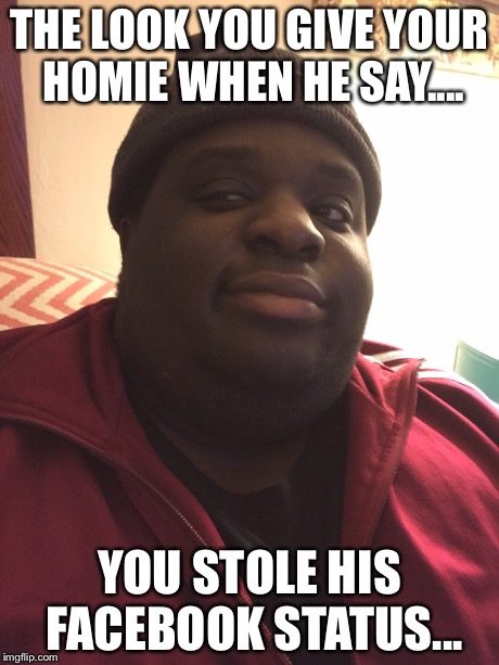 THE LOOK YOU GIVE YOUR HOMIE WHEN HE SAY.... YOU STOLE HIS FACEBOOK STATUS... | made w/ Imgflip meme maker