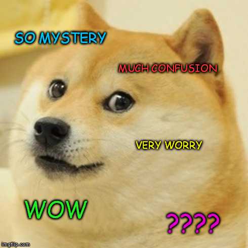 Doge Meme | SO MYSTERY MUCH CONFUSION VERY WORRY WOW ???? | image tagged in memes,doge | made w/ Imgflip meme maker