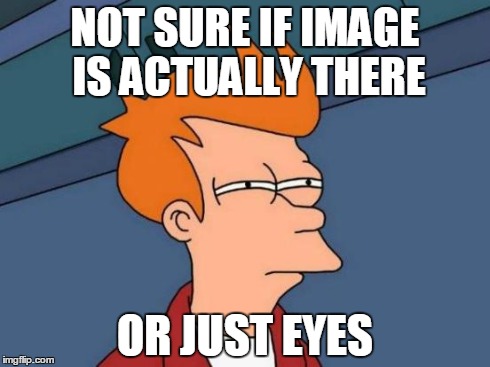 Futurama Fry Meme | NOT SURE IF IMAGE IS ACTUALLY THERE OR JUST EYES | image tagged in memes,futurama fry | made w/ Imgflip meme maker