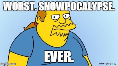Worst. Thing. Ever. (Simpsons) | WORST. SNOWPOCALYPSE. EVER. | image tagged in worst thing ever simpsons | made w/ Imgflip meme maker