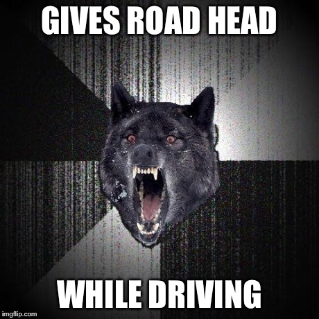 Insanity Wolf Meme | GIVES ROAD HEAD WHILE DRIVING | image tagged in memes,insanity wolf,AdviceAnimals | made w/ Imgflip meme maker