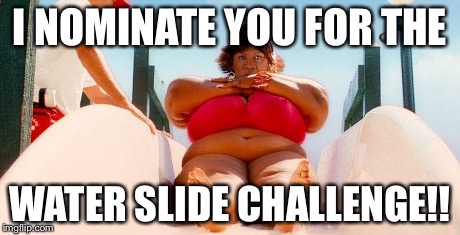 I NOMINATE YOU FOR THE WATER SLIDE CHALLENGE!! | image tagged in water slide challenge,water slide,norbit,meme,funny | made w/ Imgflip meme maker