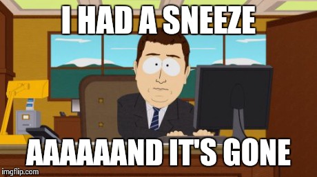 Aaaaand Its Gone | I HAD A SNEEZE AAAAAAND IT'S GONE | image tagged in memes,aaaaand its gone | made w/ Imgflip meme maker