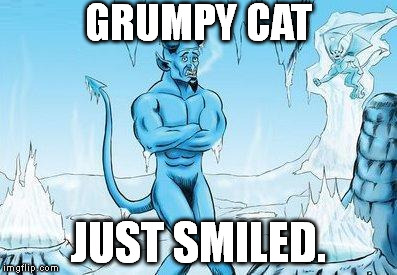 Hell Has Frozen Over | GRUMPY CAT JUST SMILED. | image tagged in hell has frozen over | made w/ Imgflip meme maker