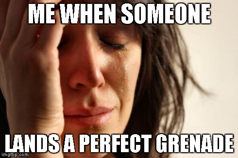 First World Problems Meme | ME WHEN SOMEONE LANDS A PERFECT GRENADE | image tagged in memes,first world problems | made w/ Imgflip meme maker