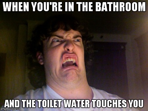 Oh No | WHEN YOU'RE IN THE BATHROOM AND THE TOILET WATER TOUCHES YOU | image tagged in memes,oh no | made w/ Imgflip meme maker