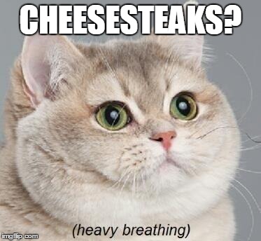 Heavy Breathing Cat | CHEESESTEAKS? | image tagged in memes,heavy breathing cat | made w/ Imgflip meme maker