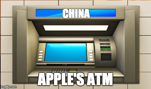 Apple's ATM | CHINA APPLE'S ATM | image tagged in apple,china,atm,profit,iphone,sales | made w/ Imgflip meme maker