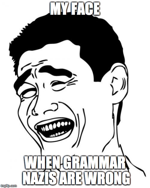 It's the best feeling I've ever had | MY FACE WHEN GRAMMAR NAZIS ARE WRONG | image tagged in memes,yao ming | made w/ Imgflip meme maker