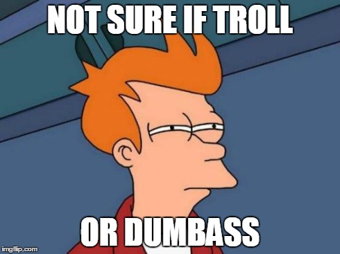 Maybe both? | NOT SURE IF TROLL OR DUMBASS | image tagged in memes,futurama fry | made w/ Imgflip meme maker